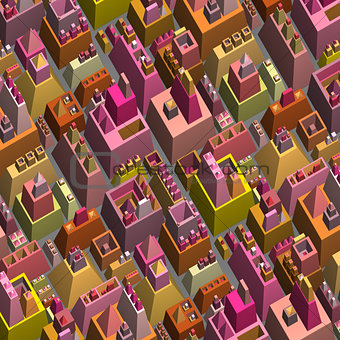 3d stylized futuristic city in multiple bright color