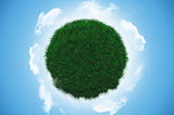 Grass globe with clouds