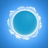 3D render of a watery globe and clouds