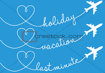 holiday, vacation, flying, vector set