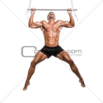 Muscle man making elevations