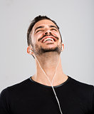 Happy man listen music