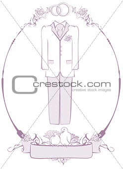 Wedding groom suit in frame