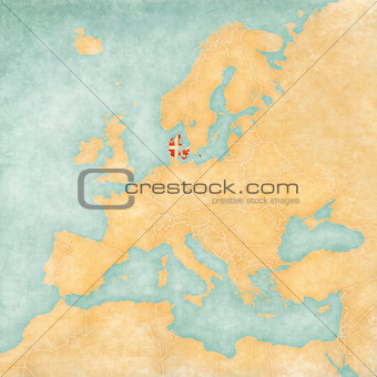Map of Europe - Denmark (Vintage Series)