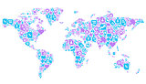 Blue and violet concept of World map
