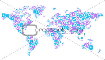 Blue and violet concept of World map