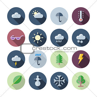 Flat Design Icons For Weather and Nature