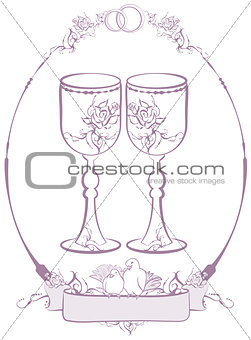 Wedding glasses in frame