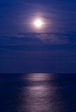Full moon over the sea, vertical shot