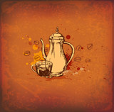 Coffee pot and cup