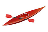 Canoe in red design with paddle