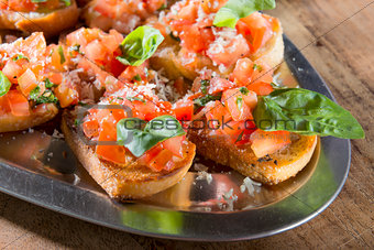 Close-up tomato bruschetta