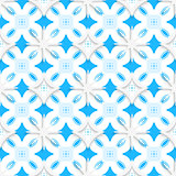 Blue ornament and white snowflakes seamless