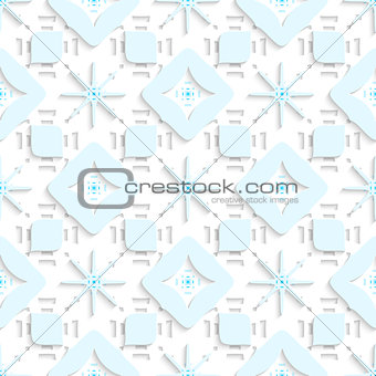 Blue snowflakes on top perforated rectangles seamless
