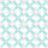 White detailed ornament layered on cyan circles seamless
