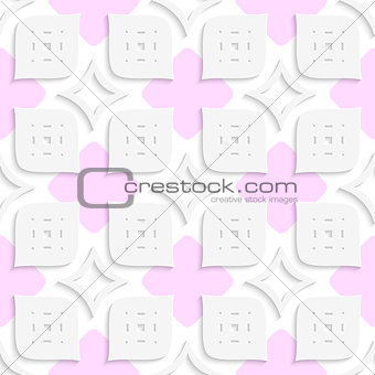 White geometrical perforated leaves and pink seamless