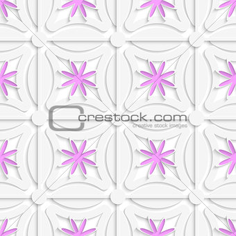 White net and pink flowers cut out o paper