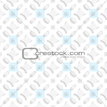 White ornament with blue squares seamless