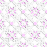 White perforated ornament layered with pink dots seamless