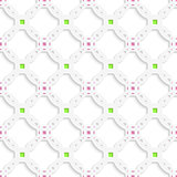 White perforated ornament with green pink seamless