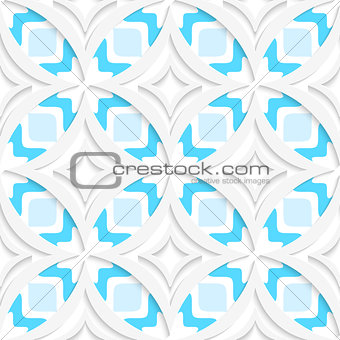 White pointy rhombuses with blue flat seamless