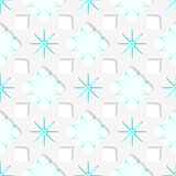 White snowflakes with blue inner parts seamless