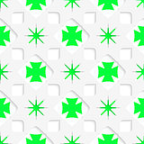 White stars with green inner parts seamless