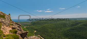 Panoramic view of canyon and coastline