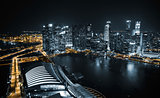 Aerial view of Singapore at night