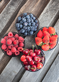Fresh cherry, strawberry, blueberry and raspberry