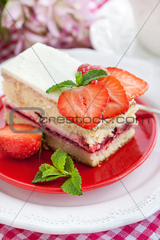 Piece of  strawberry cake