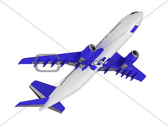 White blue passenger airliner