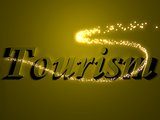 tourism - 3d inscription with luminous line with spark 
