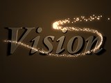 vision- 3d inscription with luminous line with spark