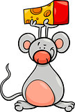 cute mouse with cheese cartoon