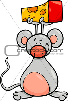 cute mouse with cheese cartoon