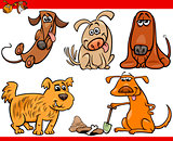 happy dogs cartoon illustration set
