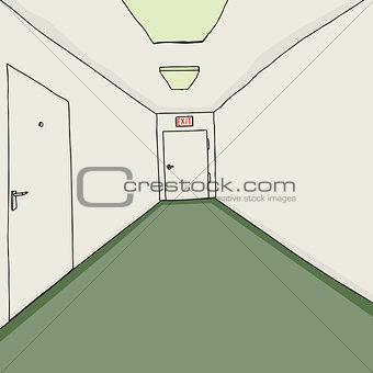 Office Corridor with Exit