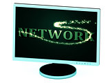 NETWORK- 3d inscription with luminous line with spark