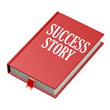 Isolated red book with success story