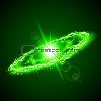 Ring lightening in green hues on dark background