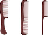 Three brown hairbrush