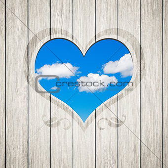 wooden heart clouds