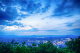 Roanoke City as seen from Mill Mountain Star at dusk in Virginia