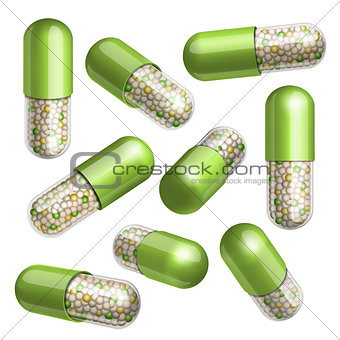 Medical green  capsule