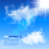 Background with blue sky and clouds. Vector.