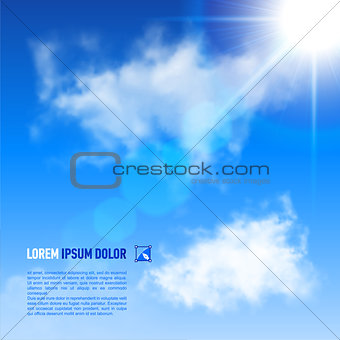 Background with blue sky and clouds. Vector.