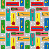 Seamless background with icons of kitchen ware 