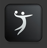 Volleyball Icon on Square Black Internet Button