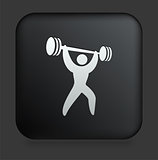 Weightlifter Icon on Square Black Internet Button